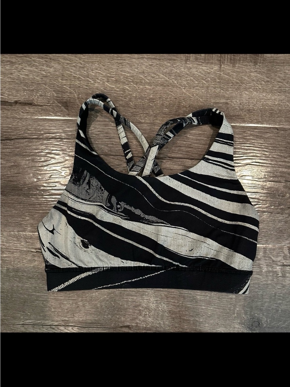 Lululemon Black & White Striped Sports Bra - Women Intimates & Sleepwear